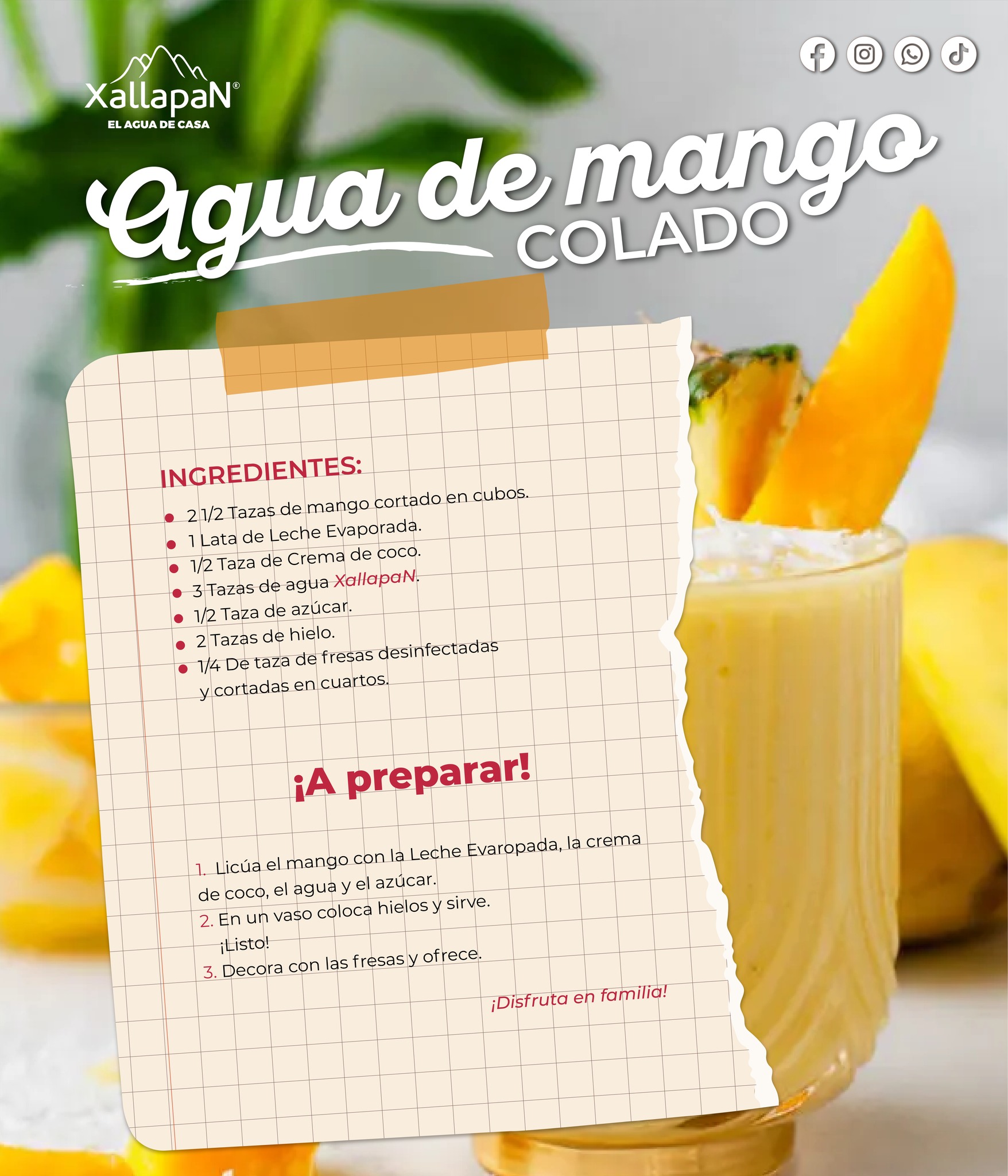 Agua de mango colado